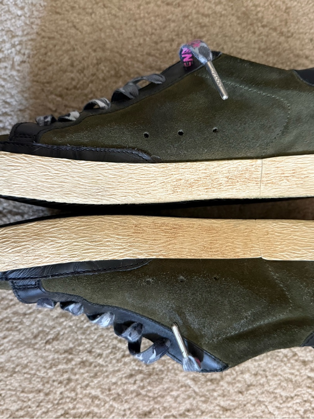 Golden Goose Superstar Olive Green Suede Sneakers, size 40 - Picture 3 of 7